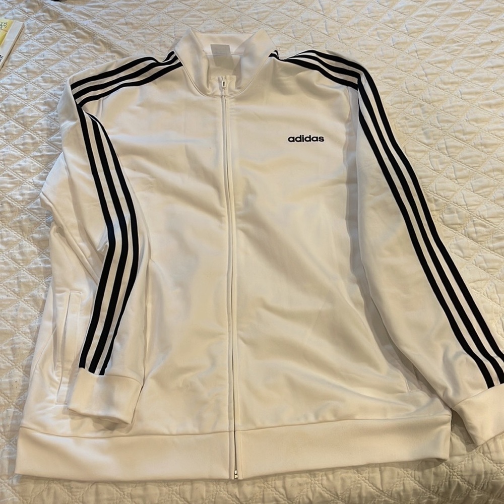 Mens 2xl white Adidas with black stripe